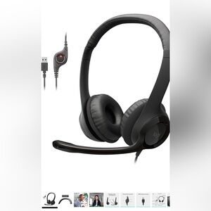Logitech H390 Wired Headset for PC/Laptop with Noise Canceling Microphone USB-A